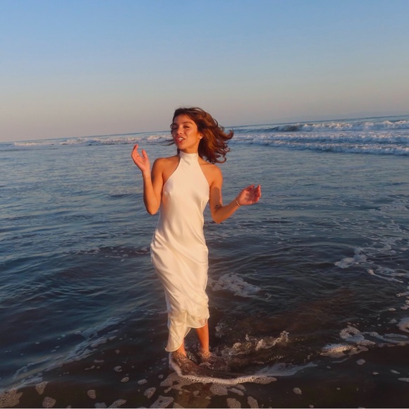 Designer Backless Halter Graduation Dress - Picture 8 of 9